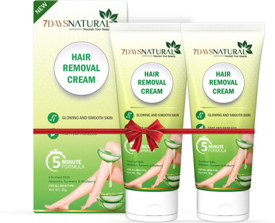 7days natural Hair Removal Cream, Aloevera+ Turmeric+ Mulberry Painless Hair Removal Set of 2 Cream(60 g, Set of 2)