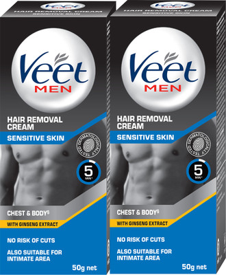 Veet Men Hair Removal - Sensitive Skin Cream 50g,Set Of 2 Cream(100 g, Set of 2)
