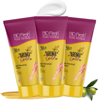 Biofresh Herbals Hair Removal Cream Aroma Gold Ideal for Bikini Line, Hands & Underarms Cream(180 g, Set of 3)