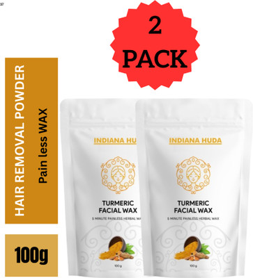 INDIANA HUDA Turmeric Facial Wax Herbal Wax Powder 100g Each, Twin Pack Wax(200 g, Set of 2)