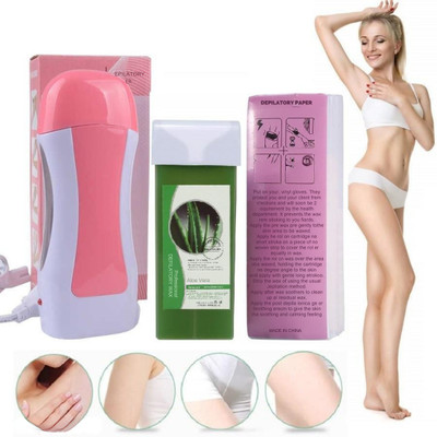 BK 10 IMPORT & EXPORT Depilatory Roll on Wax Heater Machine Hair Removal Wax Warmer with Roll on Wax Refill Cartridge and 10 Pcs Wax strips for Hair Removal Waxing Kit for Women and Girls Wax(100 g)