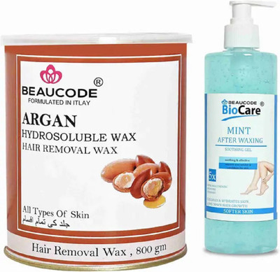 Beaucode Rica Argan Hair Removing Wax 800 gm + Mint After Waxing Gel 500 ml Wax(1300 ml, Set of 2)