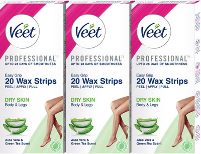 Veet Professional Waxings Kit for Dry Skin Strips(60 Strips, Set of 3)