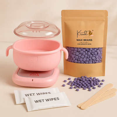 KIRUDI Lavender Brazilian Wax Beans with Silicone Wax Heater | Relaxing Hair Removal Wax(100 g)