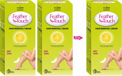 VI-JOHN FEATHER TOUCH Lime Aloevera Hair Removal for Salon-like Finish No Ammonia Smell Cream(120 g, Set of 3)