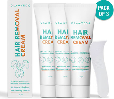 GLAMVEDA Hair Removal Cream for Men | Remove Thick Hair| Gentle on Skin | Pack of 3 | Cream(360 g, Set of 3)