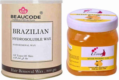 Beaucode Professional Rica Brazilian Body Hair Wax -800gm + Lemon after Waxing Gel 500 ml Wax(800 g, Set of 2)