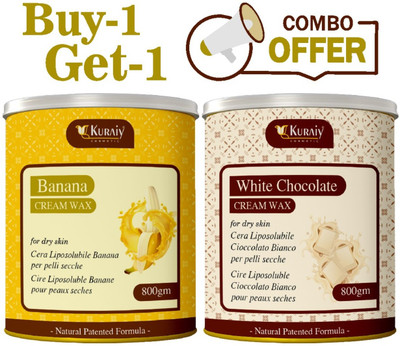 kuraiy White Chocolate And Banana Wax for Smooth Hair Removal - 800gm Wax(800 g, Set of 2)