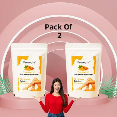 Protogin Organic Turmeric Wax Powder for Women & Men – Skin-Friendly Formula Pack Of-2 Powder(100 g)