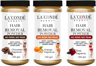 La'Conde Chocolate, Orange & Rose Instant Hair Removal Wax Powder (Each,150g) Combo of 3 Powder(450 g, Set of 3)