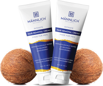 Mannlich Intimate/Private Hair Removal Cream for Men for Unwanted Coarse Pubic Hair Cream(200 ml, Set of 2)