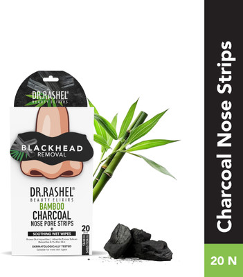 DR.RASHEL Bamboo charcoal 10 Nose Strips and 10 Wet Wipes Blackhead & Whitehead remover Strips(20 Strips)