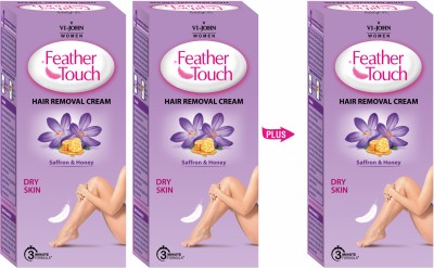 VI-JOHN FEATHER TOUCH Saffron Honey Hair Removal for Salon-like Finish No Ammonia Smell Cream(120 g, Set of 3)