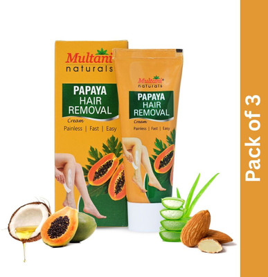 Multani Naturals Papaya Painless & Easy Hair Removal Cream(90 ml, Set of 3)