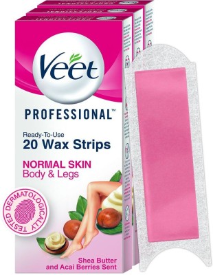 Veet Professional Waxing Kit - Normal Skin Strips(20 Strips, Set of 3)