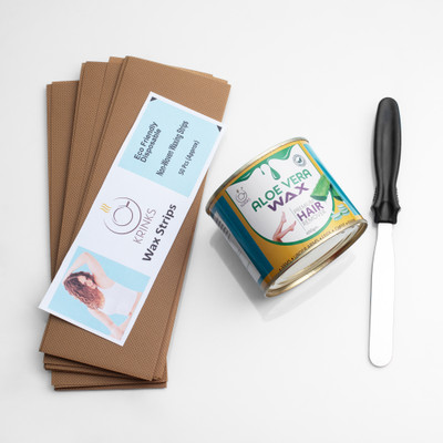 Krinks Waxing Kit for Hair Removal, Waxing Spatula, Waxing Strips(50pcs) & Aloe Vera Wax(600 g)