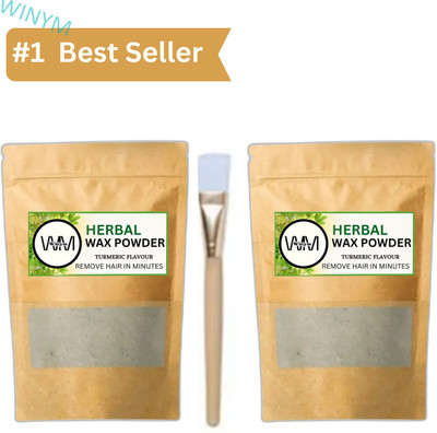 Winym Herbal Brown Wax Powder | Waxing Made Easy at Home with Brush Pack of 2 Powder(200 g, Set of 2)