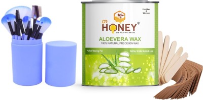 DR.HONEY Hair removal wax aloevera 600 gm and blue makeup brushes Wax(600.9 g)