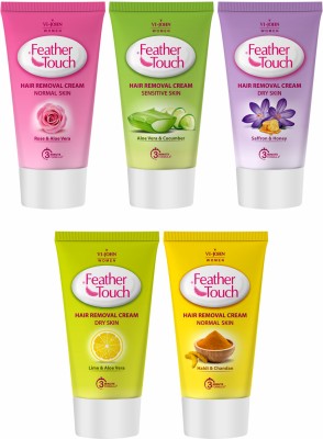 VI-JOHN Feather Touch Hair Removal Cream (Pack of 5) – Rose (40 gm), Sandal (40 gm), Honey (40 gm), Lime (40 gm), Haldi Chandan (40 gm) Cream(200 g, Set of 5)