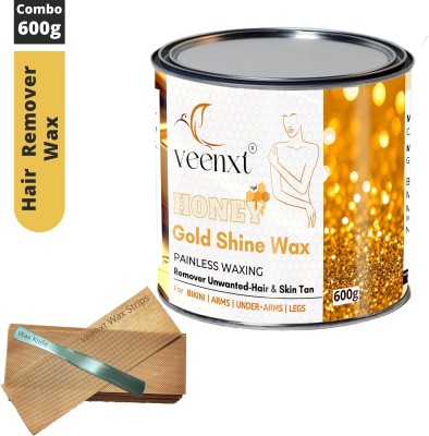 VEENXT Gold-Shine WaxHair Removal & Combo Strips And Knife | Removes Tan, Dead Skin Wax(600 g)