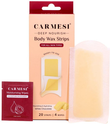 Carmesi Deep Nourish Body Wax Strips | Arms, Legs, Bikini Area | 4 Wipes | Cold Waxing Strips(20 Strips)