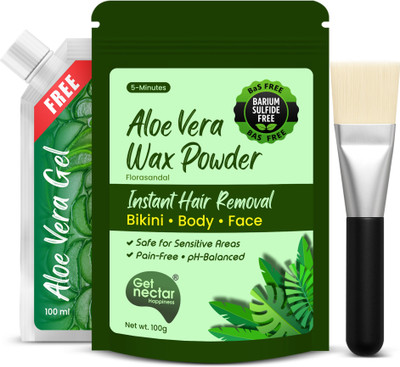 Get Nectar Happiness Aloe Vera Wax Powder for Instant Hair Removal, Pain-Free Safe for Bikini & Face Powder(200 g, Set of 2)
