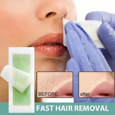 GFSU - GO FOR SOMETHING UNIQUE Green Wax Strips for Facial & Upper Lip/Cheek Hair Removal for Men & Women Strips(20 Strips, Set of 20)