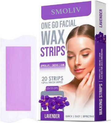 Smoliv Facial Wax Strips | Face,Upper Lip & Chin Facial Wax | With Lavender Extract16 Strips(20 Strips)