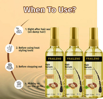 FRAILENO Hair Serum,For Dry & Frizzy Hair, Provides shine agron hair serum(300 ml)