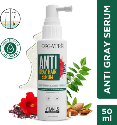 Orgatre Anti Grey Hair Serum with Biotin, Black Seed Oil & Hibiscus Extract(50 ml)