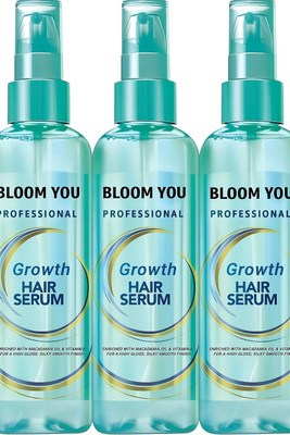 BLOOM YOU Hair Repair & Growth Serum – Macadamia Enriched – Pack of 3(300 ml)