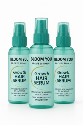 BLOOM YOU Hair Growth & Shine Serum – Professional Pack of 3 with Vitamin E(300 ml)