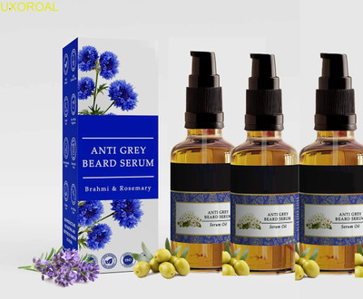 uxoroal Natural Grey Beard Control Serum for Men Pack of 3(90 ml)