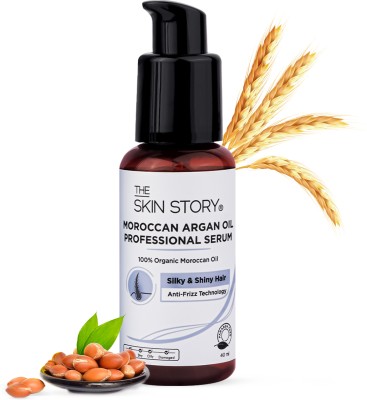 The Skin Story Pure Moroccan Argan Oil Professional Hair Serum, Shine Moisturise, Frizz Control(40 ml)