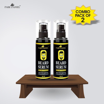 PARK DANIEL Beard Growth Serum for fast Beard Growth-Enriched with Argan and Almond oil Combo pack of 2 Bottles of 60 ml(120 ml)(120 ml)