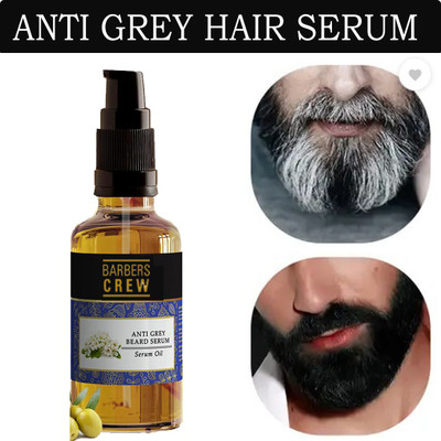 Barbers Crew Grey Beard Oil With Serum For Natural Black Beard Hair -(30 ml)
