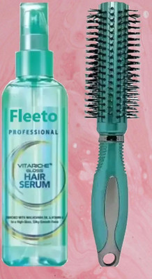 Fleeto Frizz-Free Finish Pack: Hair Serum with Vitamin E + Round Comb(2 Items in the set)