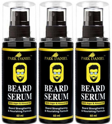 PARK DANIEL Beard Growth Serum for fast Beard Growth-Enriched with Argan and Almond oil Combo pack of 3 Bottles of 60 ml(180 ml)