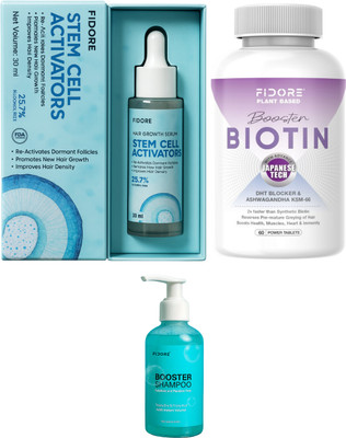 FIDORE Biotin Booster 8000 Mcg & Booster Shampoo & StemCell Hair Growth Serum(200 ml)