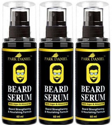 PARK DANIEL Beard Growth Serum for fast Beard Growth-Enriched with Argan and Almond oil Combo pack of 3 Bottles of 60 ml(180 ml)