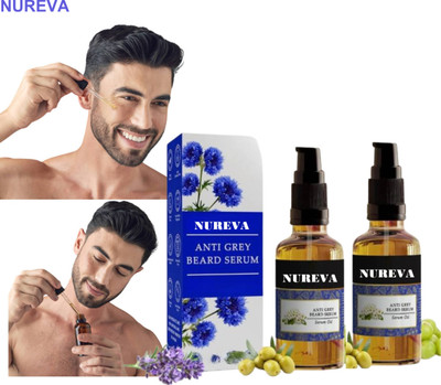 nureva Beard Serum with Plant-Based Extracts - Pack of 2(60 ml)