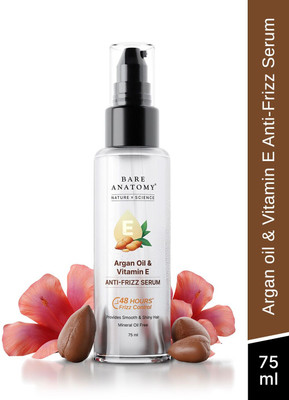 BARE ANATOMY Argan & Vitamin E Anti-Frizz Hair Serum - 48H Frizz Control, Smooth & Shiny Hair(75 ml)
