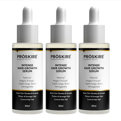 Proskire Hair Growth Serum Pack of 3 Anti Hair Fall, Hair Regrowth & Thickening Formula(90 ml)
