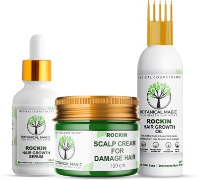 BOTANICAL MAGIC Rockin Hair Serum (100 ML), Cream (100 G) and Hair Oil (100 ML) Pack of 3(300 ml)