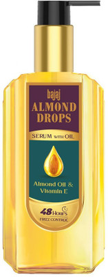 Bajaj Almond Drops Serum with Almond oil with Vitamin E, 48 hour frizz control, (100 ml)