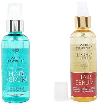 White Diamond Pro plus 100ml & 24k Gold 100ml Hair Serum Ultra Nourishing & Frizz Control(200 ml)