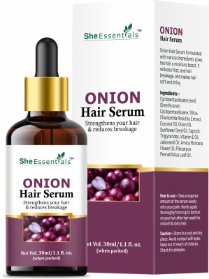 She Essentials Anti-Frizz Onion Hair Serum for Hair Fall Control, Dull & Rough Hair Texture(30 ml)