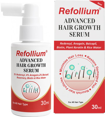 Refollium Hair Growth Serum with Redensyl, Anagain, Baicapil, Biotin For Hairfall Control(30 ml)