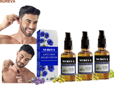nureva Beard Serum with Plant-Based Extracts - Pack of 3(90 ml)