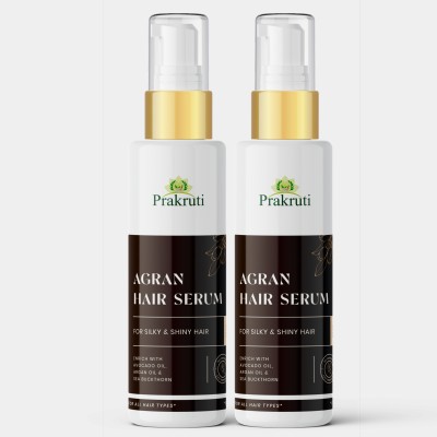 Prakruti Pure Herbs Argan Premium Hair Serum Non Sticky For Hair Growth / Frizz Free Hair Pack Of 2(100 ml)